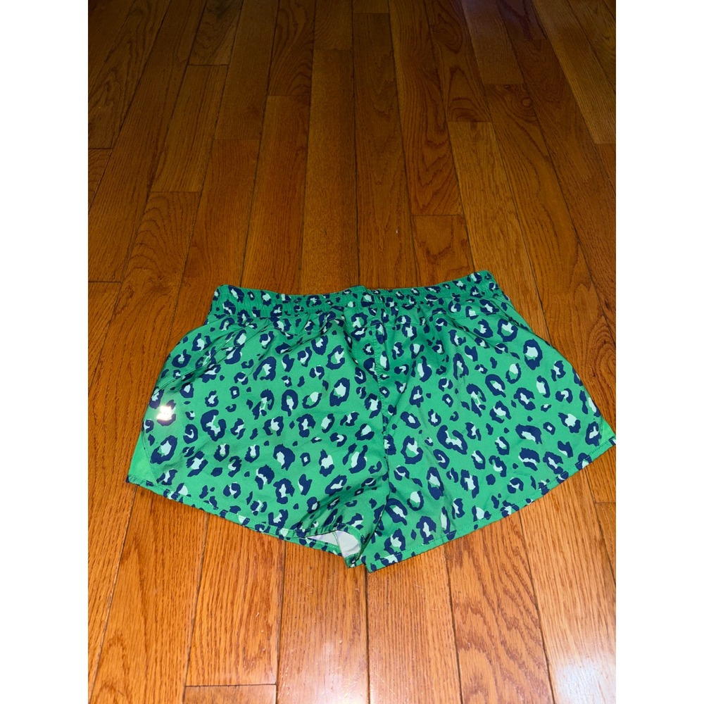 All in Motion Womens Green Leopard Print Running Shorts Size M Athletic Liner